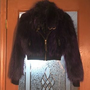 Betsey Johnson Purple Faur Fur Cropped Jacket